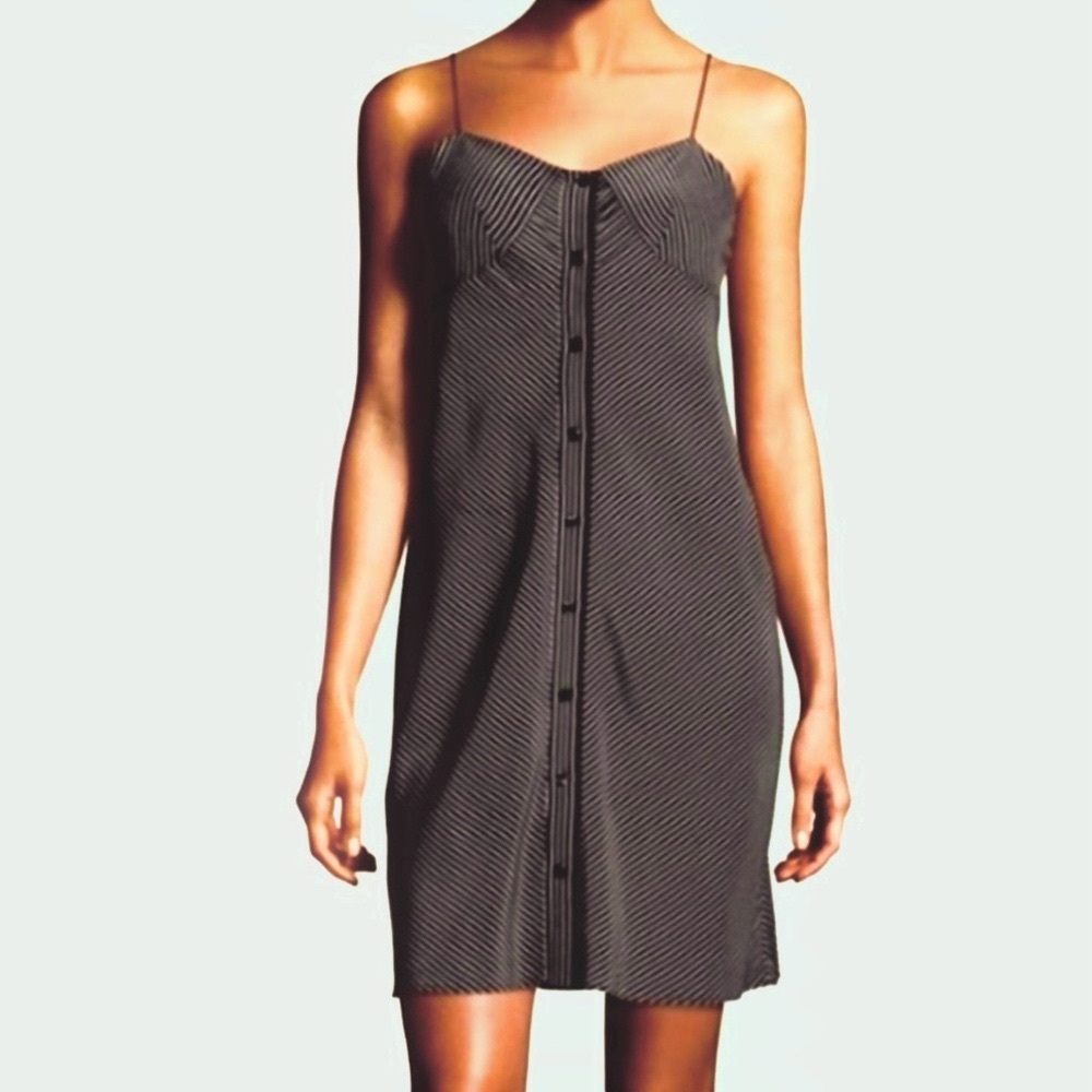 Rag & Bone Silk 'Lois' Stripe Button Up Slip Dress  Size 2
